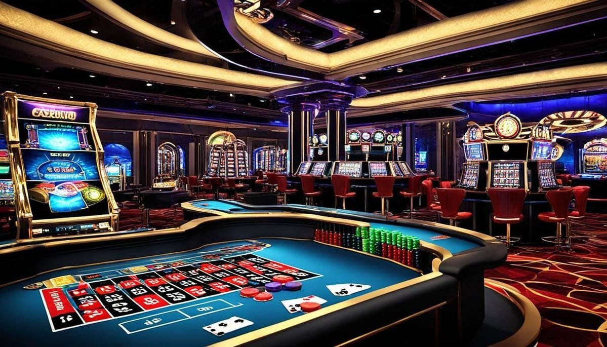 Live dealer shuffling and dealing Sakong cards with betting chips on table